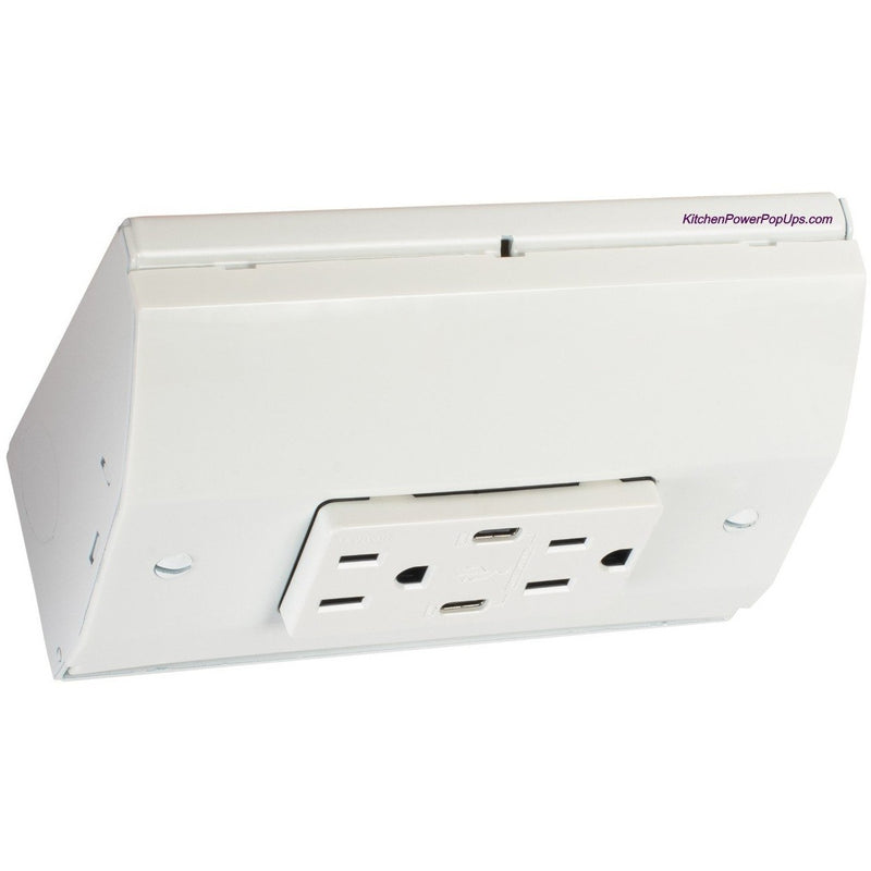 Under Cabinet Angled 2 Power Strip, Dual Charging USB-C (PD) Ports, White