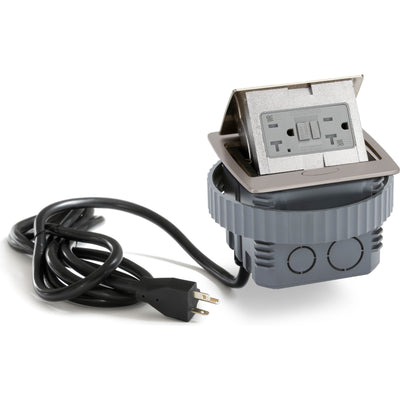 Kitchen Counter Pop Up GFCI Outlet, Corded, Plastic Back Box, Satin Nickel