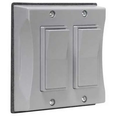 Outdoor Light Switch Cover Double Gang Waterproof, Gray, 6-Pack