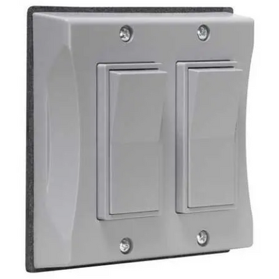 Weatherproof Outdoor Light Switch Cover Double Gang Waterproof, Gray