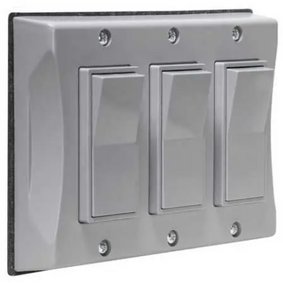Weatherproof Outdoor Light Switch Cover 3-Gang Waterproof, Gray, 2-Pack