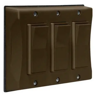 Outdoor Light Switch Cover 3-Gang Waterproof, Bronze, 2-Pack
