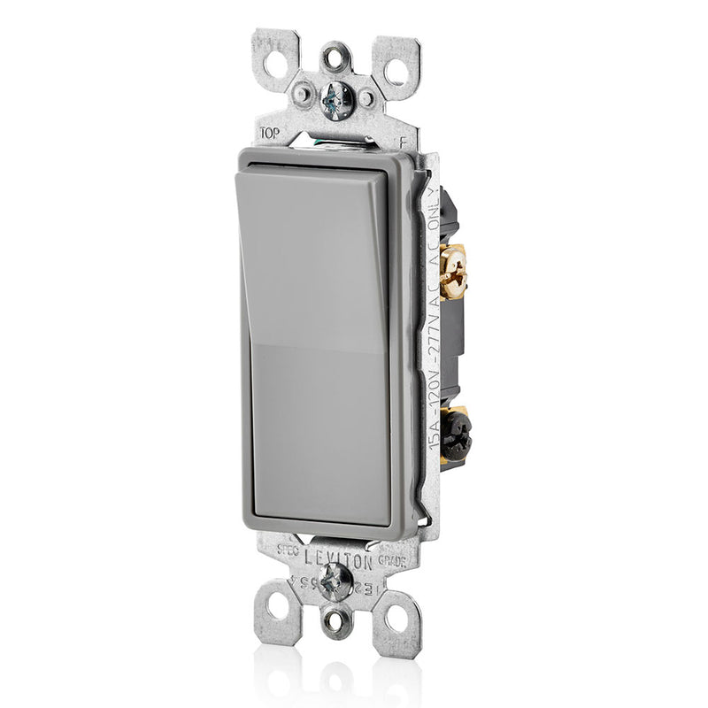 15 Amp Decora Rocker 3-Way Quiet Light Switch, Gray