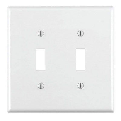 Leviton 80709-W 2-Gang Toggle Wallplate, white