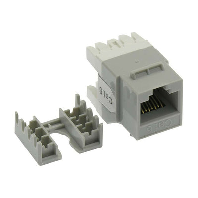 Cat6 Rj45 Ethernet Keystone Jack 180 Degree 110 Punch Down, Gray
