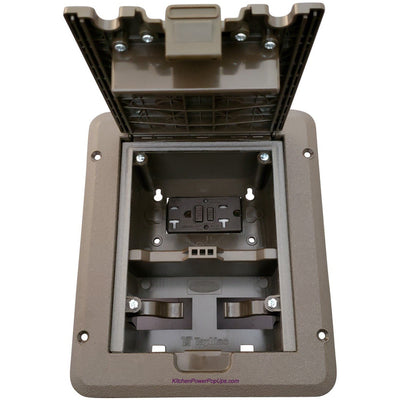 Outdoor Weatherproof Deck Outlet Box, 20A Power, GFCI, Brown