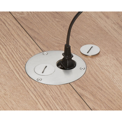 Arlington FLBR5320NL Recessed Round Floor Box, One 15A Duplex, Screw Plugs, Nickel