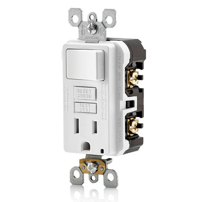 Leviton GFSW1-W 15A Rocker Switch and Self-Test GFCI Receptacle, White
