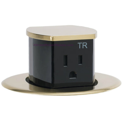 Hubbell RCT200BR Waterproof Dual Sided Pop Up Countertop Brushed Brass