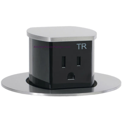 Dual Sided Pop Up Counter Power Outlet, 15A Plugs, Flush Mount, Aluminum