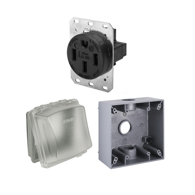 Hubbell HBL9450A 50A Outlet w/ Outdoor Backbox & Weatherproof Cover Kit