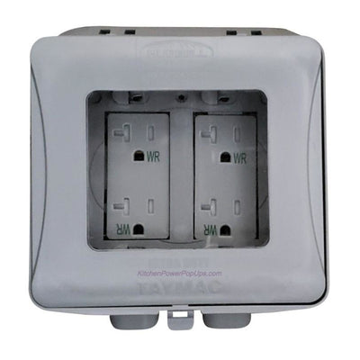 ML2500G Gray Outdoor Weatherproof 2-Gang Wall Box w/ Gray Duplex WR Outlet