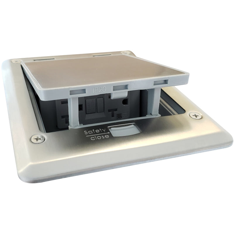 Outdoor Countertop Waterproof Pop Up Stainless Steel Power Box, Push Button