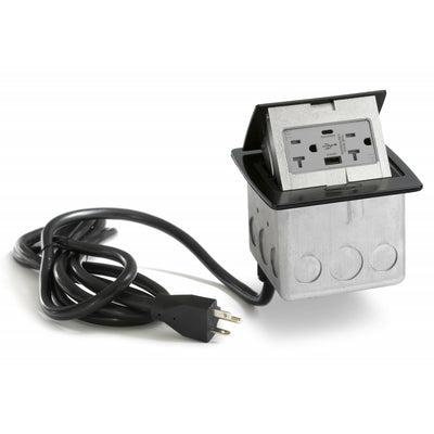 Lew PUFP-CT-BK-AC-WC Kitchen Pop Up USB A/C Corded Outlet, Black