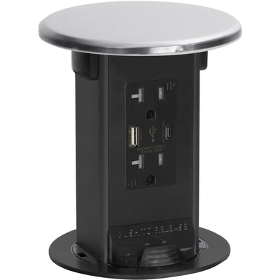 Lew Electric PUR20-S-AC-USB Pop Up Outlet, Stainless