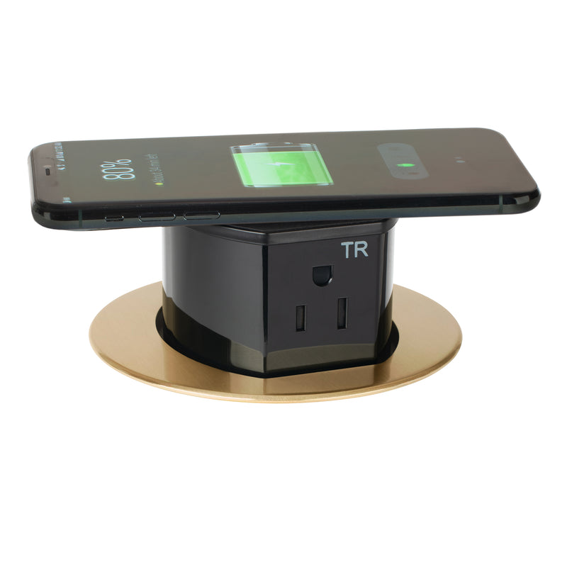 Hubbell RCT600BR 15A Power, Wireless Charging, Black Middle
