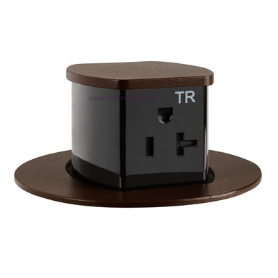 RCT221BZE Waterproof Pop Up Flush Mount 20A Counter Outlet - Brown