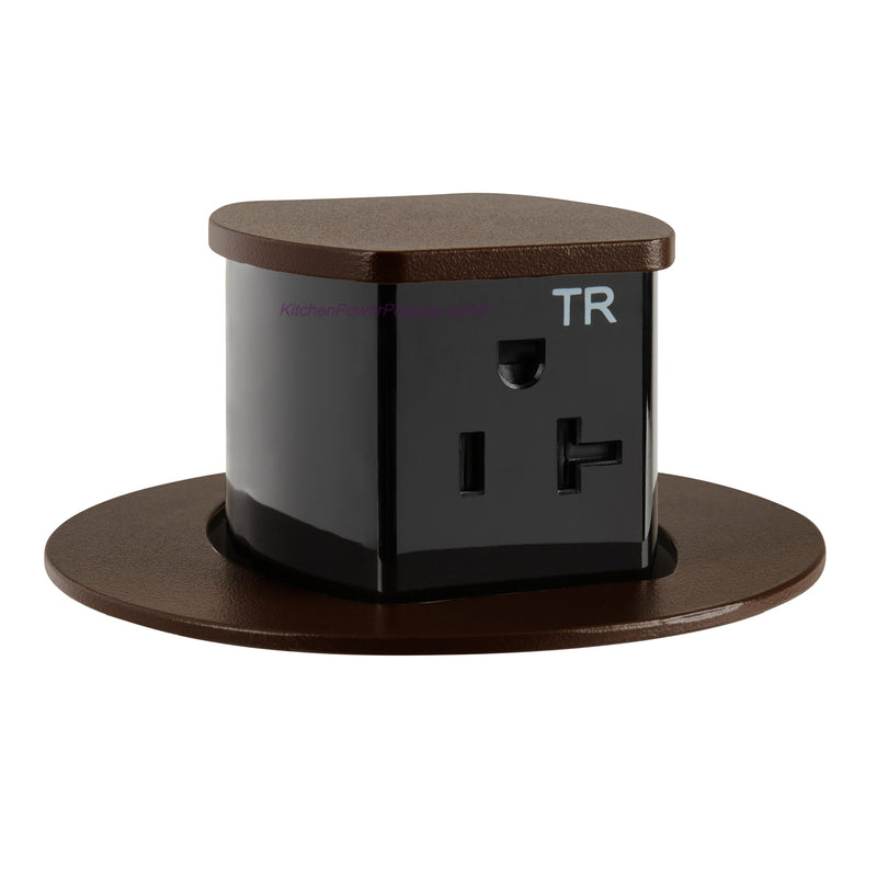 RCT221BZE Waterproof Pop Up Flush Mount 20A Counter Outlet - Brown