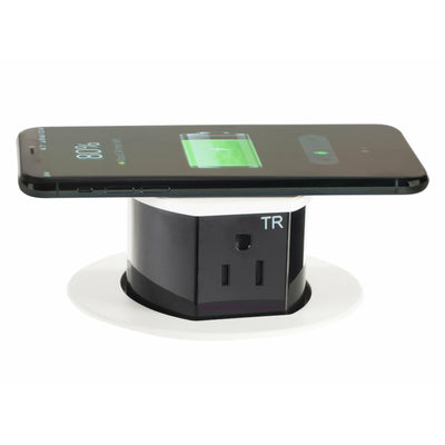 Hubbell RCT600W Kitchen Pop Up Outlet with Wireless Phone Charging 