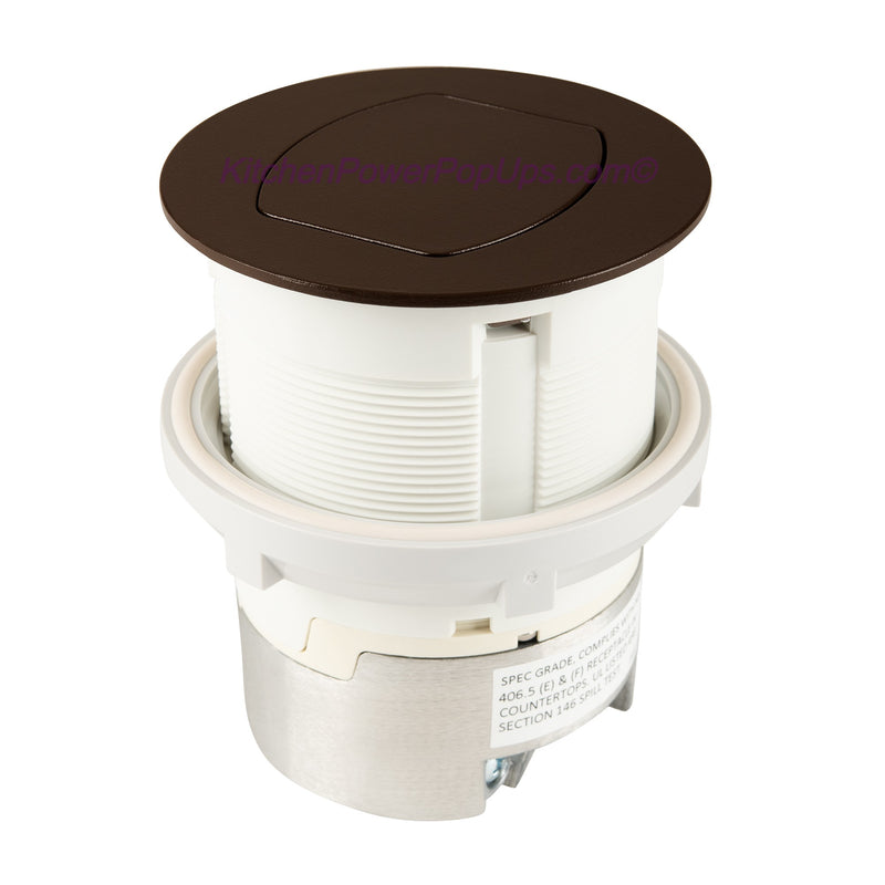 Hubbell RCT201BZE Waterproof Pop Up Flush Mount Counter Outlet, Brown