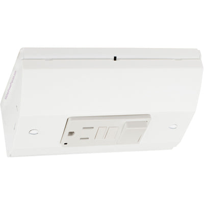 Under Cabinet Low Profile Power Outlet Box, GFCI and Switch, White