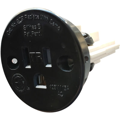 2" In-Cabinet Round Power Outlet, Black, Paintable Cap, 8-Pack