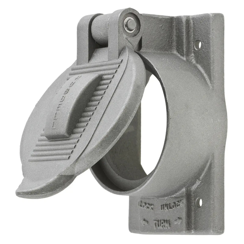 Hubbell HBL7770 Weatherproof Cover 50A Twist-Lock Opening Cast AluminumHubbell HBL7770 Weatherproof Cover 50A Twist-Lock Opening Cast Aluminum