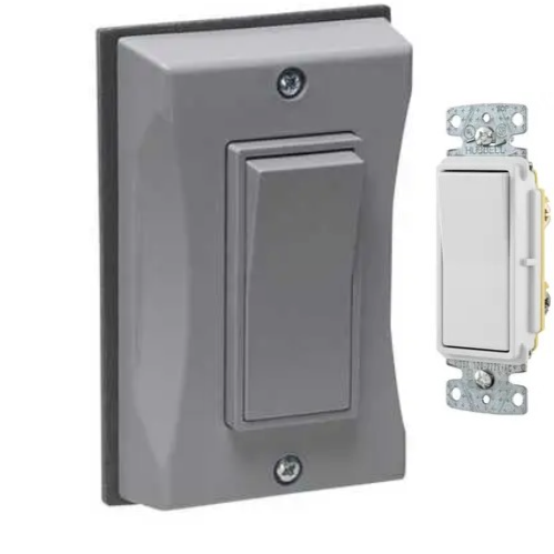 Hubbell 5122-0 Outdoor Cover w/ Light Switch Single Gang, Gray, 10pack