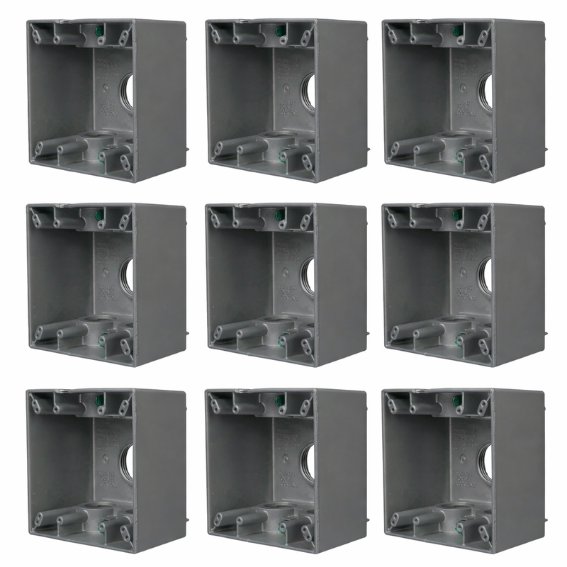 Bell 5389-0 Two Gang Weatherproof Deep Box, Five 1 in. Outlets, 9-Pack