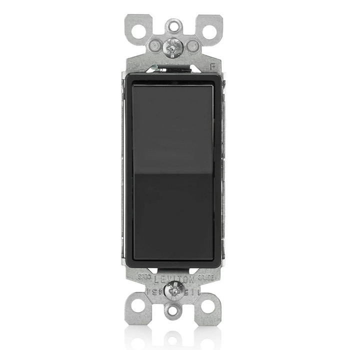 Leviton 5603-2E 15 Amp Decora Rocker 3-Way Quiet Light Switch, Black
