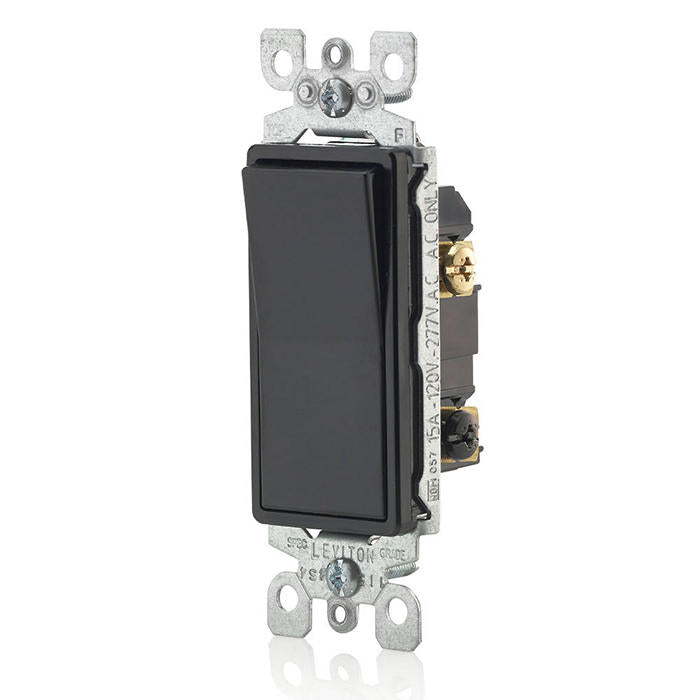 15 Amp Decora Rocker 3-Way Quiet Light Switch, Black