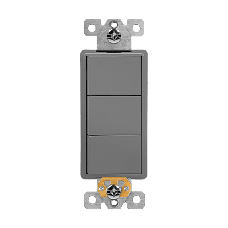 Enerlites 62755-GY Triple Rocker Light Switch, Gray