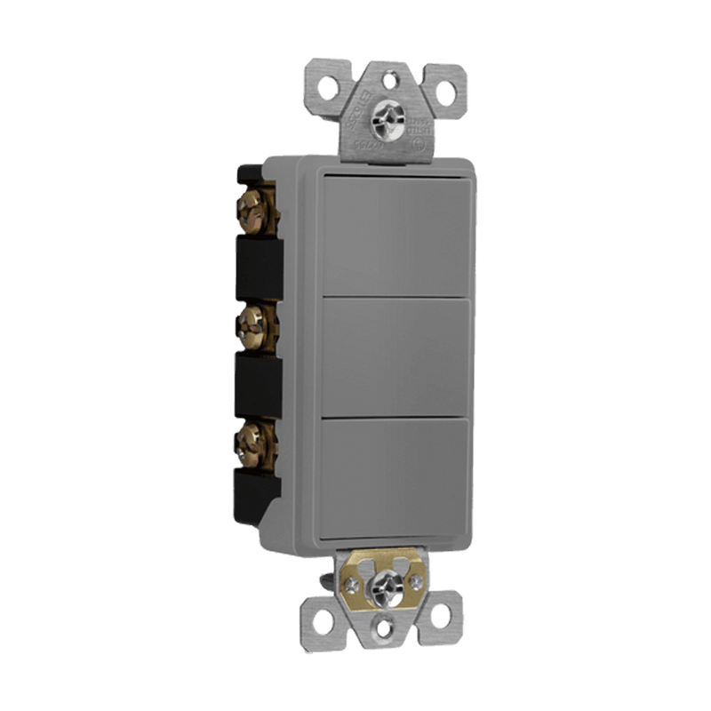 Enerlites 62755-GY Triple Rocker Light Switch, Gray