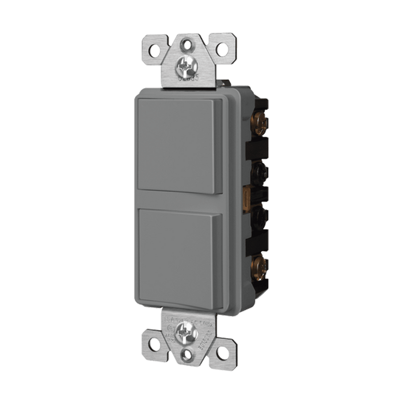 Enerlites 62835-GY Dual Rocker Three-Way Light Switch, Gray