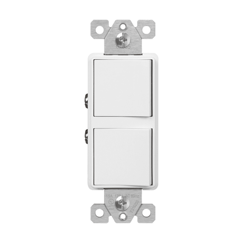 Enerlites 62835-W Dual Rocker Three-Way Light Switch, White