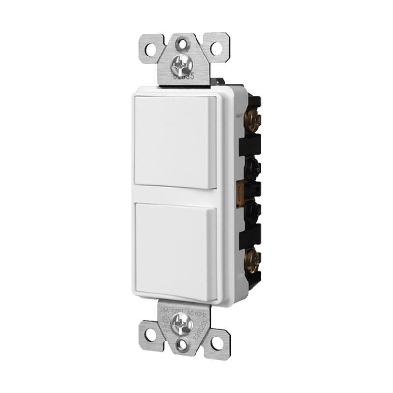 Buy the Enerlites 62835-W white dual rocker three-way wall switch.   
