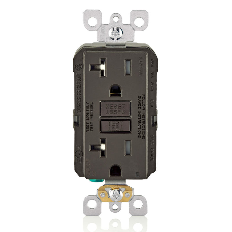 Leviton AGTR2 GFCI and AFCI Combo Dual Function Outlet, TR, Brown