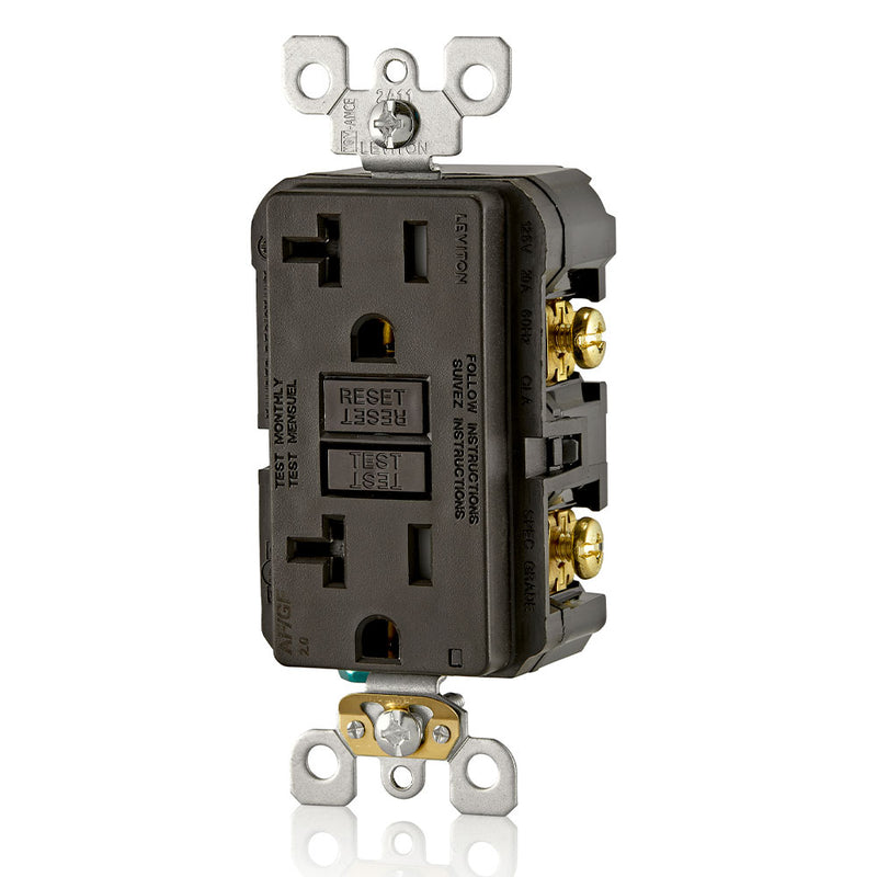 Leviton AGTR2 GFCI and AFCI Combo Dual Function Outlet, TR, Brown, Side