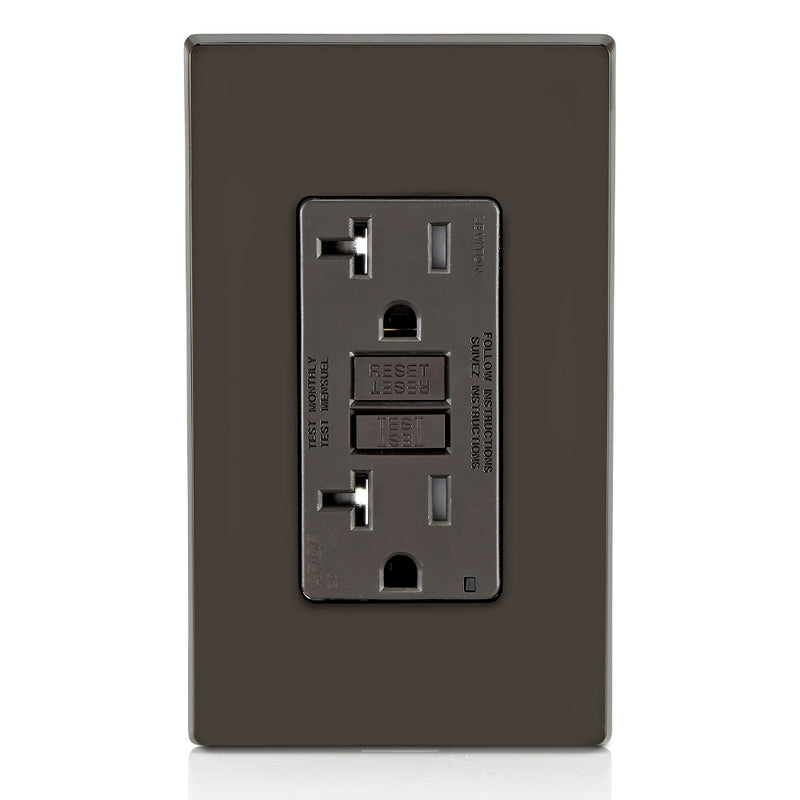 Leviton AGTR2 GFCI and AFCI Combo Dual Function Outlet, TR, Brown, with Wall Plate
