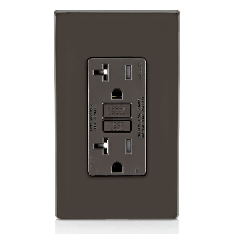 Leviton AGTR2 GFCI and AFCI Combo Dual Function Outlet, TR, Brown, with Wall Plate