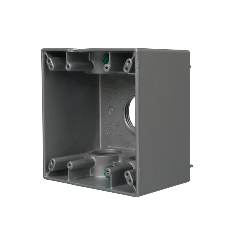 Bell 5389-0 Two Gang Weatherproof Deep Box, Five 1 in. Threaded Outlets