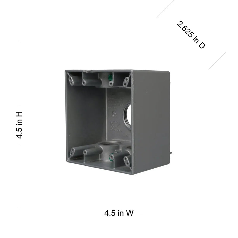 Bell 5389-0 Two Gang Weatherproof Deep Box, Five 1 in. Threaded Outlets