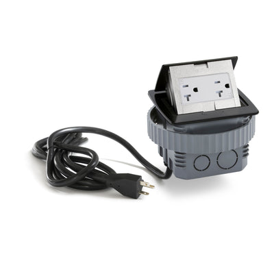 Kitchen Counter Pop Up Duplex Outlet, Corded, Plastic Back Box, Black