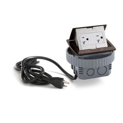 Kitchen Counter Pop Up Duplex Outlet, Corded, Plastic Back Box, Bronze