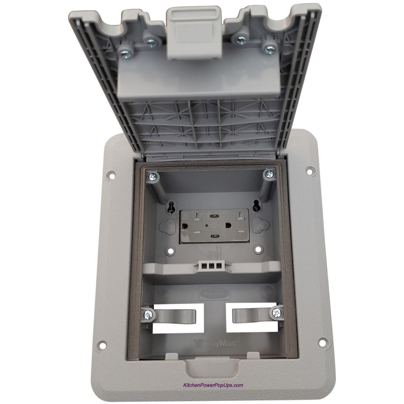 Outdoor Weatherproof Deck Outlet Box, 20A Power, USB-C/C Charging, Gra ...