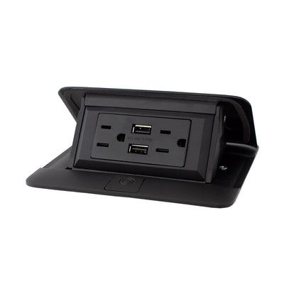 Legrand Wiremold Kitchen Counter Pop Up 15A USB Hardwired Outlet Black