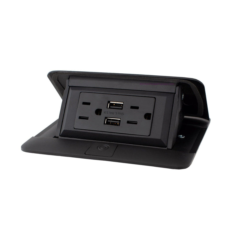 Legrand Wiremold Counter Pop Up 15A Charging USB Plug Outlet - Black