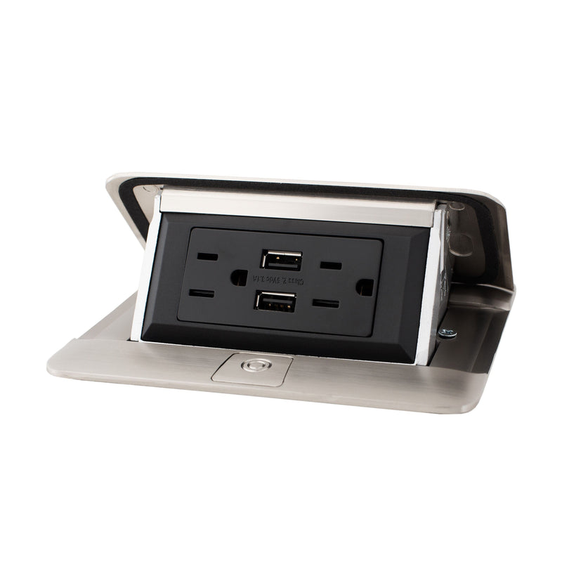 Legrand Wiremold Pop Up Outlet, Stainless Steel, 15A USB, Hardwired