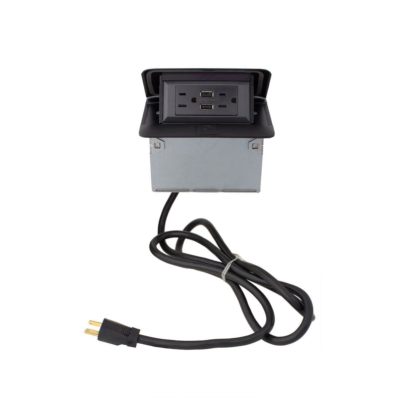 Legrand Wiremold Counter Pop Up 15A Charging USB Plug Outlet - Black, Entire Unit