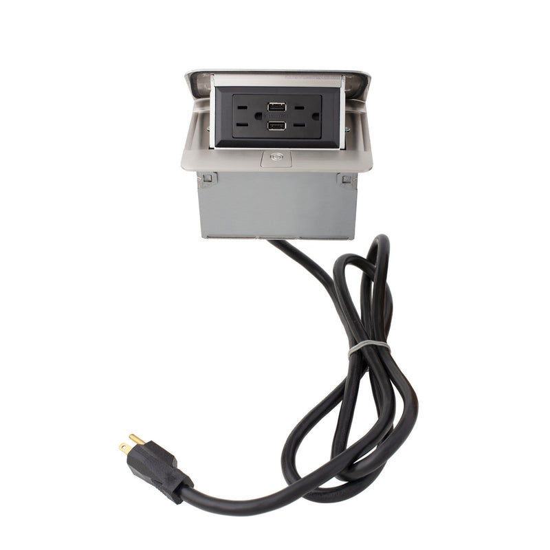 Legrand Wiremold Kitchen Counter Pop Up 15A USB Plug Outlet, Stainless, Entire Unit